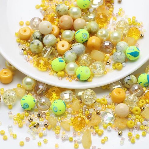 Mixed Colour Glass Crystal Beads，UHOMENY 8mm Round Spacer Beads Glass Beads Big Small Multiple Assorted Beads Charms for Jewelry Bracelet Necklace Key Chains Earring Making Crafts (Green) in Saudi Arabia