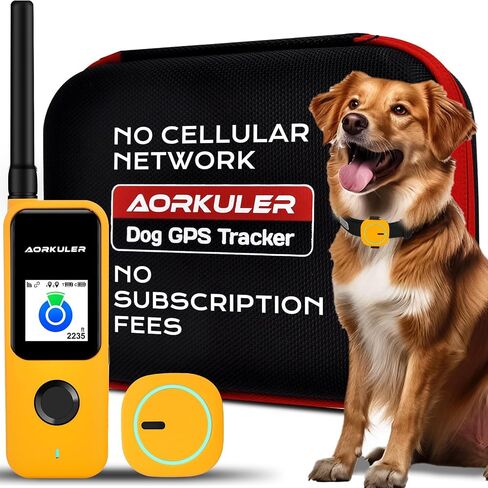 GPS Tracker for Dogs No Subscription, GPS Location Without Cell Network, Suita() ble for Open Areas with Poor Network Signals No Monthly Fee IP67 Waterproof (Tracker 2)(Yellow) in Saudi Arabia