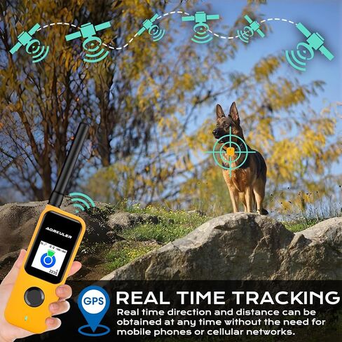 GPS Tracker for Dogs No Subscription, GPS Location Without Cell Network, Suita() ble for Open Areas with Poor Network Signals No Monthly Fee IP67 Waterproof (Tracker 2)(Yellow) in Saudi Arabia