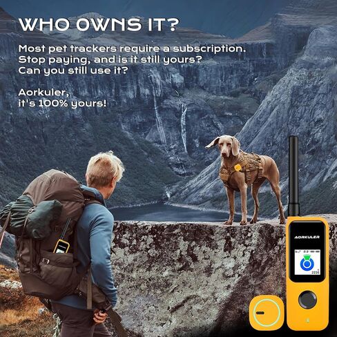 GPS Tracker for Dogs No Subscription, GPS Location Without Cell Network, Suita() ble for Open Areas with Poor Network Signals No Monthly Fee IP67 Waterproof (Tracker 2)(Yellow) in Saudi Arabia