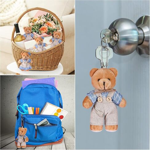 12 Pieces Mini Bear Stuffed Animals, Mini Couple Plush Bear with Burlap Clothes Little Animal Toys for Birthday Wedding Decorations Christmas Party Favors Supplies(Multicolored,Fresh Style) in Saudi Arabia