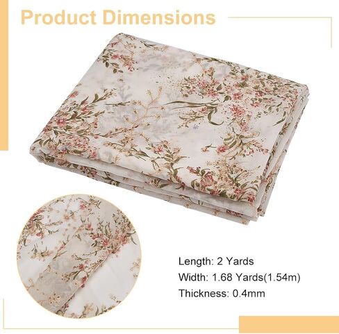 BENECREAT 2 Yards/1.8m Embroidered Eyelets Chiffon Fabric 60inch Rice White Flower Embroidery Fabric Floral Printing Trim for Sewing, DIY Clothing, Home Vintage Decor in Kuwait