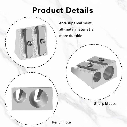 12 Pack Handheld Metal Pencil Sharpener Survival, 2-Hole Metal Pencil Sharpeners Manual Aluminum Alloy Sharpener, Wedge Profile Pencil Sharpener Handheld (Silver) in Saudi Arabia