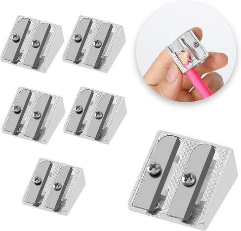 12 Pack Handheld Metal Pencil Sharpener Survival, 2-Hole Metal Pencil Sharpeners Manual Aluminum Alloy Sharpener, Wedge Profile Pencil Sharpener Handheld (Silver) in Saudi Arabia