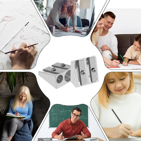 12 Pack Handheld Metal Pencil Sharpener Survival, 2-Hole Metal Pencil Sharpeners Manual Aluminum Alloy Sharpener, Wedge Profile Pencil Sharpener Handheld (Silver) in Saudi Arabia