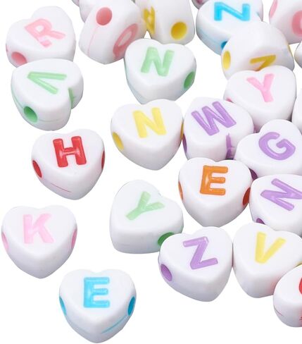 200Pcs 6mm Acrylic Heart Cube Beads Opaque White Black Love Heart Square Beads Cube Pony Beads Plastic Loose Spacer Craft Beads for DIY Bracelets Necklaces Lanyard Jewelry Making, Hole: 3.5mm in Saudi Arabia