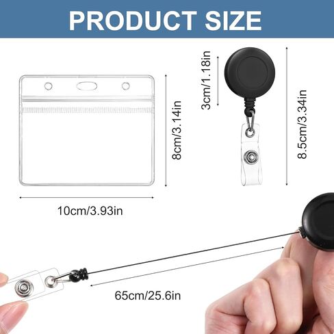 3 Pack Horizontal Name Tag with Retractable Badge Holders Clear Soft Plastic Badge Holders Badge ID Card Holders for Nurse Doctor Teacher Office (Horizontal) in Saudi Arabia