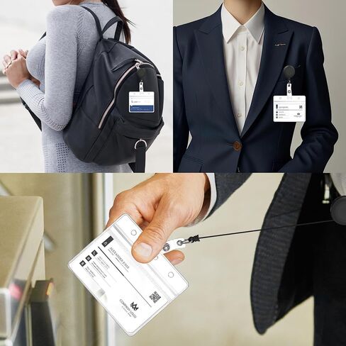 3 Pack Horizontal Name Tag with Retractable Badge Holders Clear Soft Plastic Badge Holders Badge ID Card Holders for Nurse Doctor Teacher Office (Horizontal) in Saudi Arabia