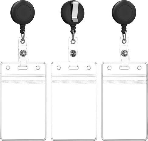 3 Pack Horizontal Name Tag with Retractable Badge Holders Clear Soft Plastic Badge Holders Badge ID Card Holders for Nurse Doctor Teacher Office (Horizontal) in Saudi Arabia