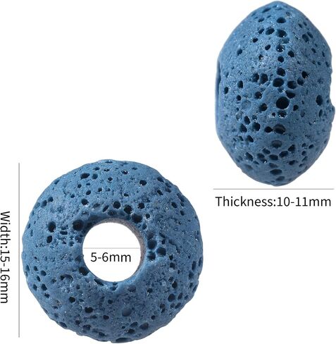 TUMBEELLUWA 100Pcs Lava Stone Rondelle Beads for Jewelry Making, Energy Volcanic Rock Large Hole Loose Beads Bulk for DIY, Mixed Color in Saudi Arabia