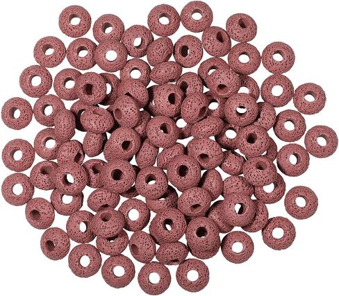 TUMBEELLUWA 100Pcs Lava Stone Rondelle Beads for Jewelry Making, Energy Volcanic Rock Large Hole Loose Beads Bulk for DIY, Mixed Color in Saudi Arabia
