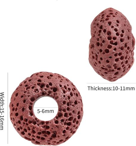 TUMBEELLUWA 100Pcs Lava Stone Rondelle Beads for Jewelry Making, Energy Volcanic Rock Large Hole Loose Beads Bulk for DIY, Mixed Color in Saudi Arabia
