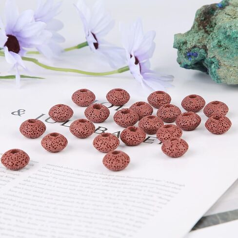 TUMBEELLUWA 100Pcs Lava Stone Rondelle Beads for Jewelry Making, Energy Volcanic Rock Large Hole Loose Beads Bulk for DIY, Mixed Color in Saudi Arabia