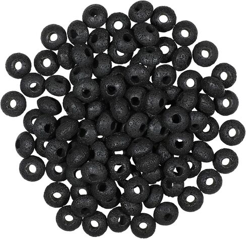 TUMBEELLUWA 100Pcs Lava Stone Rondelle Beads for Jewelry Making, Energy Volcanic Rock Large Hole Loose Beads Bulk for DIY, Mixed Color in Saudi Arabia