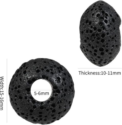 TUMBEELLUWA 100Pcs Lava Stone Rondelle Beads for Jewelry Making, Energy Volcanic Rock Large Hole Loose Beads Bulk for DIY, Mixed Color in Saudi Arabia
