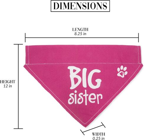 Pavilion Gift Company Big Sister Pink Paw Print Large Dog Slip on The Collar Bandanna in Saudi Arabia