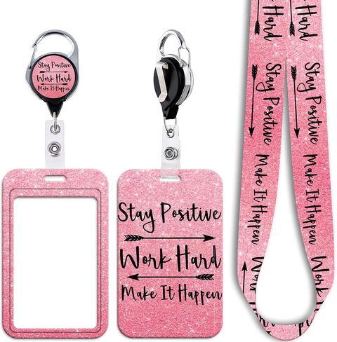 Black Cool Detachable Badge Holder Lanyard with Retractable Badge Reel Clip Cute Keychain for Women Men Teens Teachers Kids for ID Badge Keys Preppy School ID Holder Reel Lanyard, Inspirational Quotes in Kuwait