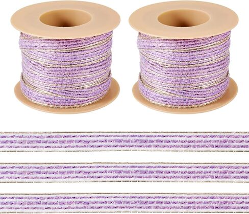 Beadthoven 2 Rolls Burlap Fabric Ribbon 1/4 inch Sparkle Edge Jute Ribbon Dark Orchid Rustic Ribbon for DIY Bow Crafts Burlap Flower Gift Wrapping Wedding Home Party Decorations Floral Garland Wreath in Saudi Arabia