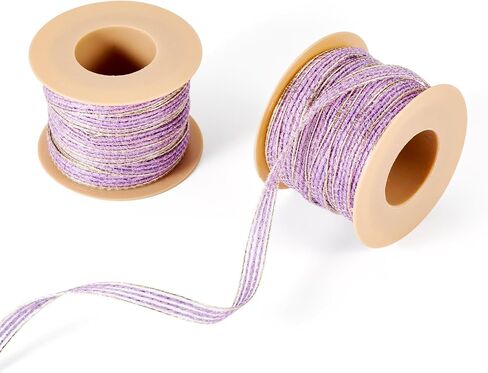 Beadthoven 2 Rolls Burlap Fabric Ribbon 1/4 inch Sparkle Edge Jute Ribbon Dark Orchid Rustic Ribbon for DIY Bow Crafts Burlap Flower Gift Wrapping Wedding Home Party Decorations Floral Garland Wreath in Saudi Arabia