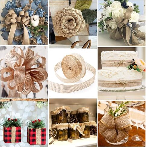 Beadthoven 2 Rolls Burlap Fabric Ribbon 1/4 inch Sparkle Edge Jute Ribbon Dark Orchid Rustic Ribbon for DIY Bow Crafts Burlap Flower Gift Wrapping Wedding Home Party Decorations Floral Garland Wreath in Kuwait