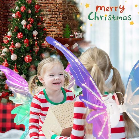 Electric Fairy Butterfly Wings for Kids Girls Adults, Light Up Butterfly Wings for Women, Iridescent Wings Dress Up for Dogs, Role Playing LED Wings for Birthday Halloween Christmas and Party Attire in Saudi Arabia