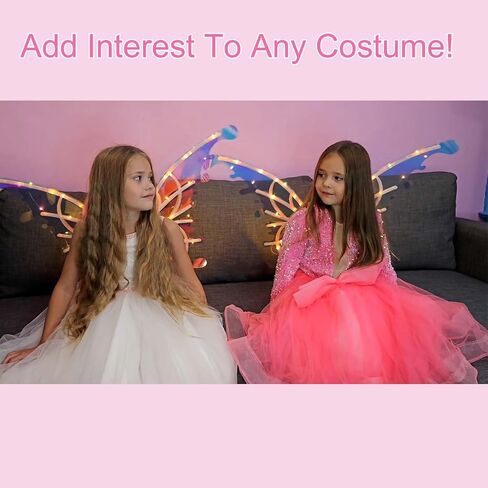 Electric Fairy Butterfly Wings for Kids Girls Adults, Light Up Butterfly Wings for Women, Iridescent Wings Dress Up for Dogs, Role Playing LED Wings for Birthday Halloween Christmas and Party Attire in Saudi Arabia