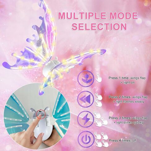 Electric Fairy Butterfly Wings for Kids Girls Adults, Light Up Butterfly Wings for Women, Iridescent Wings Dress Up for Dogs, Role Playing LED Wings for Birthday Halloween Christmas and Party Attire in Saudi Arabia