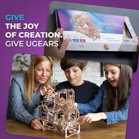 Ugears Wooden Marble Run Seppeted Leist - الألغاز الخشبية ثلاثية الأبعاد الميكانيكية للبالغين ، وحرف طراز DIY المرح للبالغين - هدية فريدة من نوعها للألغاز الرخامية للبالغين لعشاق الهواية - 355 PCS in Kuwait