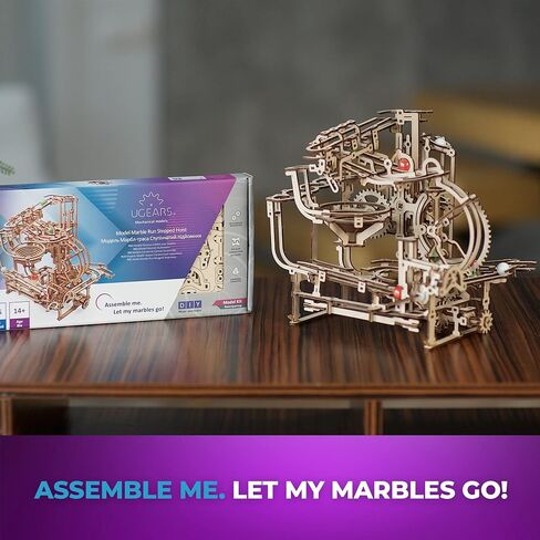 Ugears Wooden Marble Run Seppeted Leist - الألغاز الخشبية ثلاثية الأبعاد الميكانيكية للبالغين ، وحرف طراز DIY المرح للبالغين - هدية فريدة من نوعها للألغاز الرخامية للبالغين لعشاق الهواية - 355 PCS in Kuwait