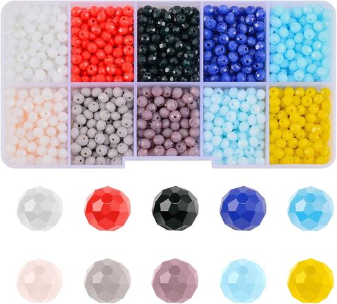 Ornaland 2000 pcs 4mm Crystal Rondelle Beads Beriolette Crystal Glass Beads electroplate electroplate electroplate beads with 10 jospartments beads beads for المجوهرات صنع المجوهرات in Saudi Arabia