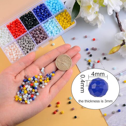 Ornaland 2000 pcs 4mm Crystal Rondelle Beads Beriolette Crystal Glass Beads electroplate electroplate electroplate beads with 10 jospartments beads beads for المجوهرات صنع المجوهرات in Saudi Arabia