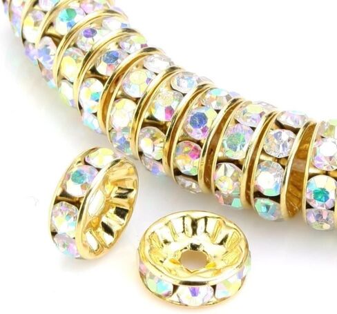 100pcs Adabele Grade A 12mm Clear Crystal Rhinestone Rondelle Loose Beads Gold Plated Spacer for DIY Craft Jewelry Making CF7-1201 in Kuwait