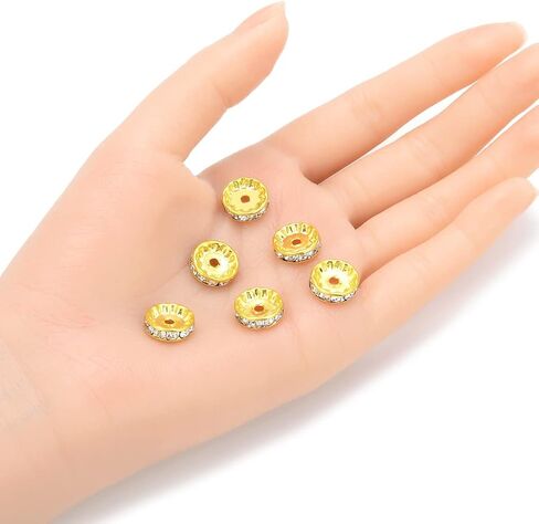 100pcs Adabele Grade A 12mm Clear Crystal Rhinestone Rondelle Loose Beads Gold Plated Spacer for DIY Craft Jewelry Making CF7-1201 in Kuwait