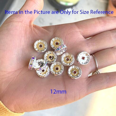 100pcs Adabele Grade A 12mm Clear Crystal Rhinestone Rondelle Loose Beads Gold Plated Spacer for DIY Craft Jewelry Making CF7-1201 in Kuwait