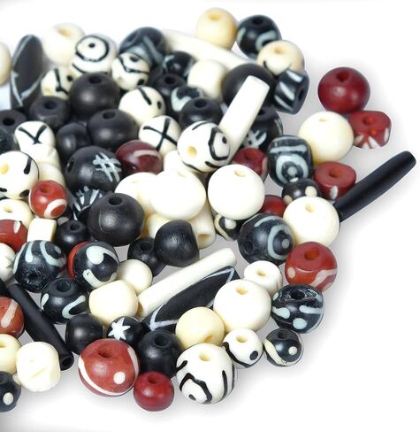 Assorted Bone Beads 130 pcs Hand Carved for Jewelry Making, Crafts, Large Natural African Beads, Native American and Indian Bead Supplies, Buffalo Bone Hairpipe Beads in Bulk (Multi Colored) in Kuwait