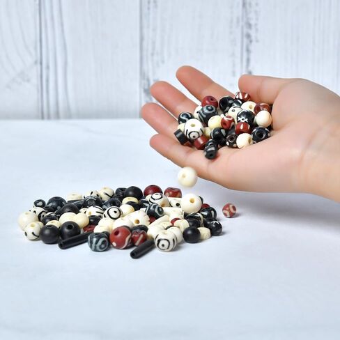 Assorted Bone Beads 130 pcs Hand Carved for Jewelry Making, Crafts, Large Natural African Beads, Native American and Indian Bead Supplies, Buffalo Bone Hairpipe Beads in Bulk (Multi Colored) in Kuwait
