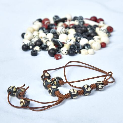 Assorted Bone Beads 130 pcs Hand Carved for Jewelry Making, Crafts, Large Natural African Beads, Native American and Indian Bead Supplies, Buffalo Bone Hairpipe Beads in Bulk (Multi Colored) in Kuwait