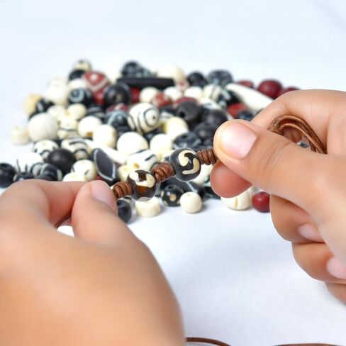 Assorted Bone Beads 130 pcs Hand Carved for Jewelry Making, Crafts, Large Natural African Beads, Native American and Indian Bead Supplies, Buffalo Bone Hairpipe Beads in Bulk (Multi Colored) in Kuwait