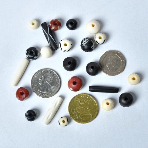 Assorted Bone Beads 130 pcs Hand Carved for Jewelry Making, Crafts, Large Natural African Beads, Native American and Indian Bead Supplies, Buffalo Bone Hairpipe Beads in Bulk (Multi Colored) in Kuwait