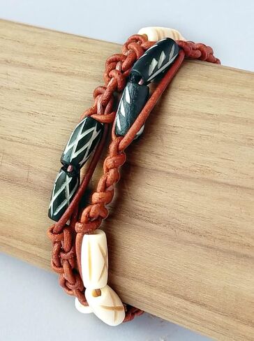 Assorted Bone Beads 130 pcs Hand Carved for Jewelry Making, Crafts, Large Natural African Beads, Native American and Indian Bead Supplies, Buffalo Bone Hairpipe Beads in Bulk (Multi Colored) in Kuwait