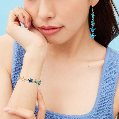60 Pcs Turquoise Starfish Beads Natural Gemstone Beads Summer Sea Animal Turquoise Loose Spacer Beads for Bohemian Bracelet Necklace Anklet Jewelry Making in Kuwait