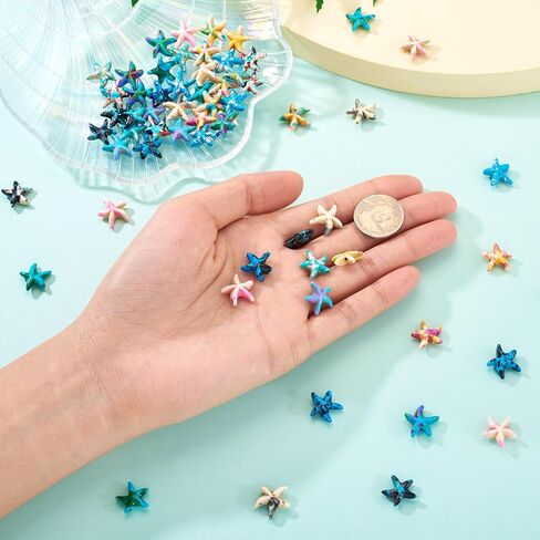 60 Pcs Turquoise Starfish Beads Natural Gemstone Beads Summer Sea Animal Turquoise Loose Spacer Beads for Bohemian Bracelet Necklace Anklet Jewelry Making in Kuwait