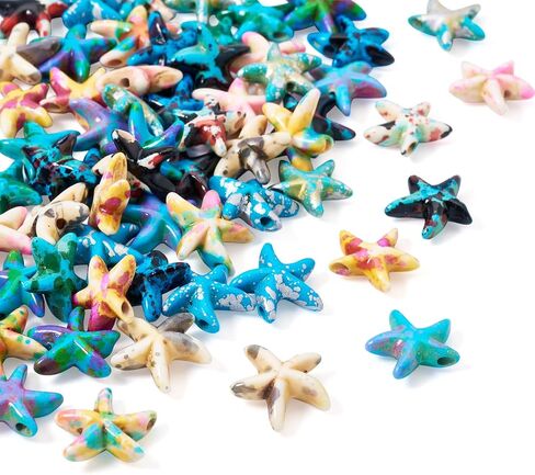 60 Pcs Turquoise Starfish Beads Natural Gemstone Beads Summer Sea Animal Turquoise Loose Spacer Beads for Bohemian Bracelet Necklace Anklet Jewelry Making in Kuwait