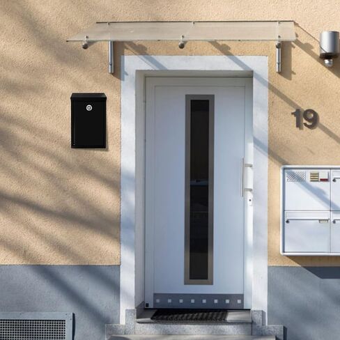 Metal Donation Box with Locking Suggestion Slot and Key - Wall Mounted Mailbox for Cash, Home Office, Outdoor (Black) in Saudi Arabia