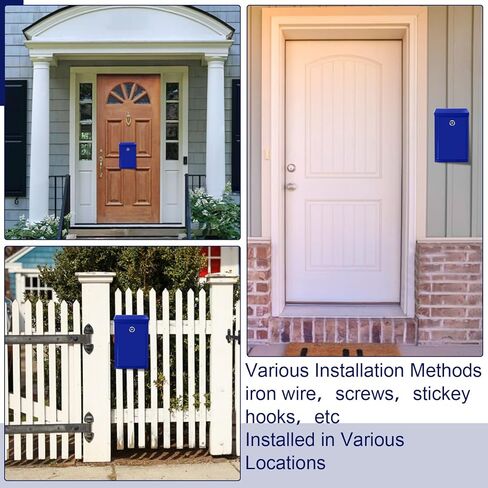 Metal Donation Box with Locking Suggestion Slot and Key - Wall Mounted Mailbox for Cash, Home Office, Outdoor (Black) in Kuwait