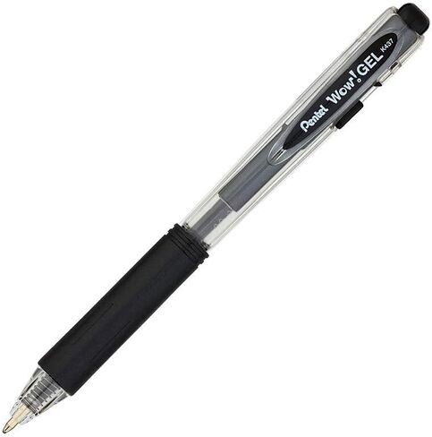 Pentel Wow! Gel Retractable Gel Pen, (0.7mm) Medium Line, Blue Ink, Box of 12 (K437-C) in Saudi Arabia