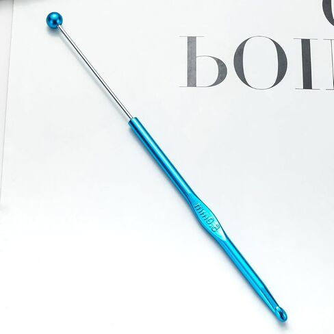 6 Pack DIY Beadable Crochet Hooks Knitting Needles Set Aluminum Handle for Focal Beads Colors (Blue Purple Red Orange Pink Light Blue, 5 mm) in Saudi Arabia