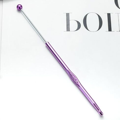 6 Pack DIY Beadable Crochet Hooks Knitting Needles Set Aluminum Handle for Focal Beads Colors (Blue Purple Red Orange Pink Light Blue, 5 mm) in Saudi Arabia