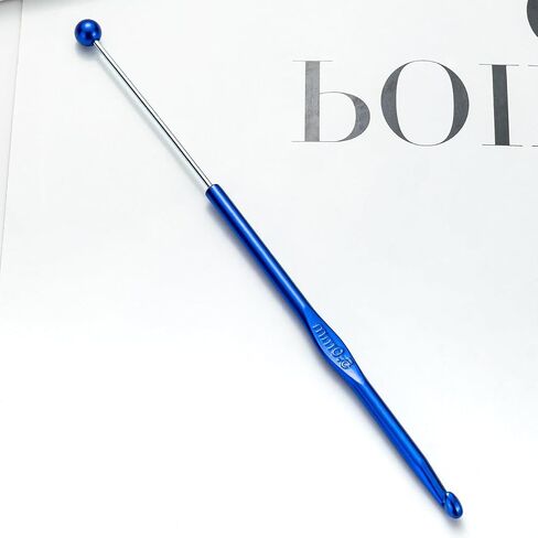 6 Pack DIY Beadable Crochet Hooks Knitting Needles Set Aluminum Handle for Focal Beads Colors (Blue Purple Red Orange Pink Light Blue, 5 mm) in Saudi Arabia