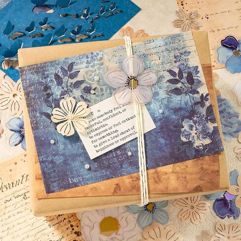 4 Packs Flower Lace Cutouts Decorative Paper and Sticker Set Floral Butterfly Plant Shape Scrapbooking Die-cut Paper Shiny Sticker for Junk Journal Card Making Collaging Handicraft (Sophie) in Saudi Arabia